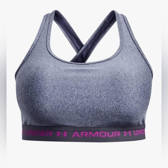 Under Armour Women's Crossback Mid Heather Sports Bra - Picture 1 of 13